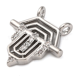 真鍮製マイクロパヴェキュービックジルコニアペンダント  カドミウムフリー＆鉛フリー  透明  16.5x15x2mm  穴：1.2mm&nbsp;KK-K339-10A-02
