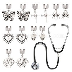 6Pcs Halloween Tibetan Style Alloy Stethoscope Pendant Decorations&nbsp;HJEW-JM03709