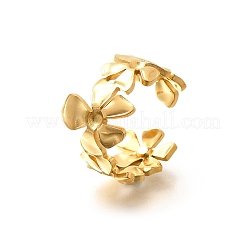 Flower 201 Stainless Steel Open Cuff Ring for Women&nbsp;LS-RJEW-A053-02D-G