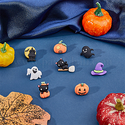 ハロウィーンテーマの画鋲4セット  樹脂製画鋲  画鋲  猫と幽霊とカボチャとお化け屋敷/お城と魔女の帽子  ミックスカラー  18~22.5x15.5~20mm  8個/セット&nbsp;AJEW-FH0003-70