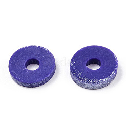 手作り樹脂粘土ビーズ連売り  パールカラーの  ディスク/フラットラウンド  ヒシビーズ  ブルー  6mm  穴：1.5mm  15.75''（40センチメートル）&nbsp;CLAY-CJC0015-01A