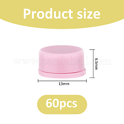 60個のプラスチックと炭素鋼ベアリングスチールスピン軸  フラットラウンド  ピンク  13x6.5mm&nbsp;FIND-FH0018-26C