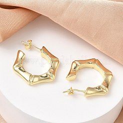 真鍮製スタンドピアス  竹の共同  ハーフフープピアス  ゴールドカラー  23x23x4mm&nbsp;KK-CBAD851-27G