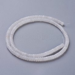 天然石ホワイトジェイドビーズ連売り  ヒシビーズ  フラットラウンド/ディスク  4~4.5x2.5mm  穴：0.7mm  約167個/連  15.43インチ（39.2cm）&nbsp;G-H230-42