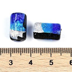 手作り銀箔ガラスベネチアンビーズ  コラム  カラフル  13~14x8~8.5mm  穴：1.4~1.8mm&nbsp;LAMP-I027-03B