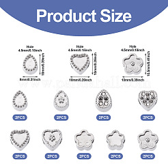 18Pcs 9 Styles 304 Stainless Steel European Bead Rhinestone Settings&nbsp;STAS-TA0003-15