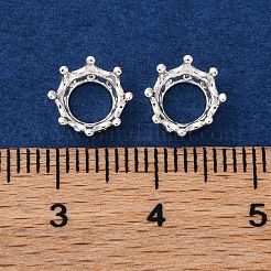 クラウン真鍮ビーズ  カドミウムフリー＆ニッケルフリー＆鉛フリー  925銀メッキ  8x3mm  穴：3mm&nbsp;KK-K378-45B-S