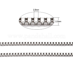 変色しにくい304ステンレススチール製ベネチアンチェーン  ベネチアンチェーン  溶接されていない  ステンレス鋼色  2.5x2.5mm&nbsp;CHS-K001-34A