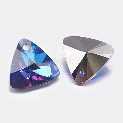 カット加工ガラスラインストーンチャーム  模造オーストリアのクリスタル  三角形  バミューダブルー  7.5x8x4mm  穴：1.2mm&nbsp;X1-RGLA-F050-A-001BB