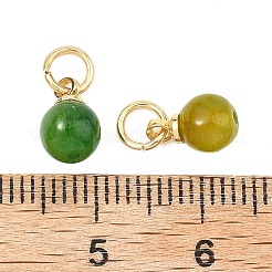 染められた天然ミャンマー翡翠ペンダント  真鍮製の金具と304ステンレススチール製の丸カンが付いた丸いチャーム  ゴールドカラー  ミックスカラー  8.5~9x5.5~6mm  穴：3mm&nbsp;PALLOY-JF05589