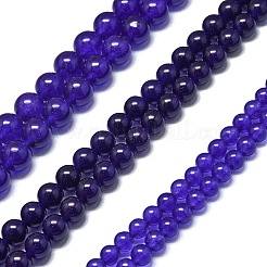 天然石マレーシアジェイドビーズ連売り  染め＆加熱  ラウンド  暗い蘭  11.5~12.5mm  穴：1.2mm  約35個/連  14.96インチ（38cm）&nbsp;G-L645-C01-12mm-07