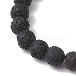 12個 12スタイル 8mm ラウンド天然溶岩星座ビーズブレスレットセット  女性と男性のための重ね付けできるブレスレット  内径：1.97インチ（5cm）  1個/スタイル&nbsp;BJEW-JB10870