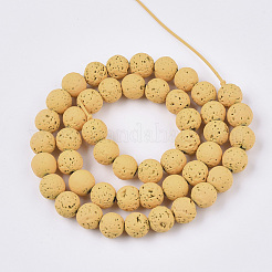 Spray Painted Natural Lava Rock Beads Strands&nbsp;G-N0324-D-07