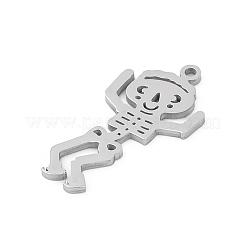 304ステンレスペンダント  スケルトンチャーム  レーザー切断  変色防止  ステンレス鋼色  27.5x14x1.5mm  穴：1.5mm&nbsp;STAS-U041-02G-P