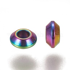 イオンプレーティング（IP）304ステンレススチールスペーサービーズ  ロンデル  虹色  4x2mm  穴：1.6mm&nbsp;STAS-L216-20