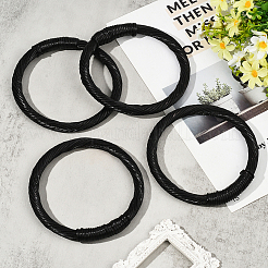籐リングバッグハンドル  鞄作り用品  ブラック  127x131x15mm  内径：101x109mm&nbsp;FIND-WH20033-016A