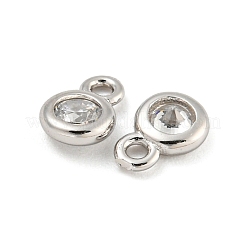 925 Sterling Silver Pave Clear Cubic Zirconia Flat Round Charms&nbsp;STER-B005-01P