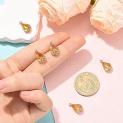 クリアガラスペンダント  DIYのジュエリーには  真鍮パーツ  多面カット  花と涙  ライトゴールド  ゴールド  16x9x6mm  穴：1.2mm&nbsp;GLAA-FZ0001-02D