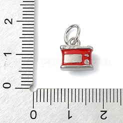 304ステンレススチールエナメルペンダント  ステンレス鋼色  レッド  カメラチャーム  9.5x9.5x6mm  穴：5mm&nbsp;STAS-A145-01H-P