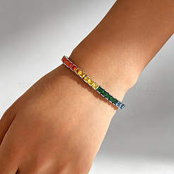 Rainbow Brass Pave Cubic Zirconia Tennis Bracelets for Women Party and Special Occasions&nbsp;FS8107