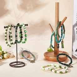 11Pcs 11 Style Alloy Enamel Clover & Cloth Flower Tassel Charm Stretch Bracelets Set&nbsp;BJEW-SW00101
