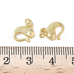 真鍮チャーム  魚のチャーム  丸カン付き  長持ちメッキ  鉛フリー＆カドミウムフリー  18KGP本金メッキ  10x9.5x3mm  穴：2.5mm&nbsp;KK-L245-06G