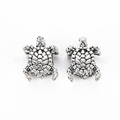 チベット風合金ヨーロピアンビーズ  カドミウムフリー＆鉛フリー  カメ  アンティークシルバー  15x12x8mm  穴：5.5mm  約360個/1000g&nbsp;TIBEB-N007-001