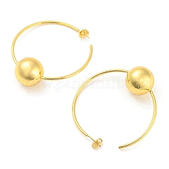 Brass Round Beaded Ring Stud Earrings&nbsp;EJEW-Q785-23G