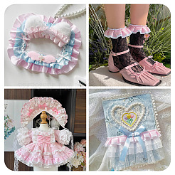 10ヤードポリエステルレースリボン  洋服アクセサリー用  ピンク  1インチ（25mm）&nbsp;OCOR-TA0004-26E