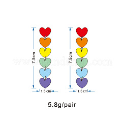 Rainbow Color Pride Flag Acrylic Heart Dangle Stud Earrings&nbsp;RABO-PW0001-012P