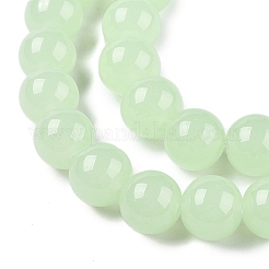 ジェイド風ガラスビーズ連売り  ラウンド  薄緑  9.5~10mm  穴：1.5mm  約40~42個/連  14.76インチ〜15.12インチ（37.5~38.4cm）&nbsp;GLAA-T032-J10mm-03