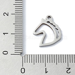 変色しない304ステンレススチールペンダント  レーザー切断  馬のチャーム  ステンレス鋼色  16x13x1mm  穴：1mm&nbsp;STAS-C097-16P