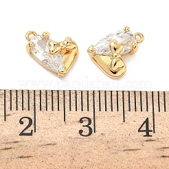 Brass Micro Pave Cubic Zirconia Heart with Bowknot Charms&nbsp;KK-A281-05G