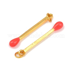 合金エナメルチャーム  丸カン付き  マッチチャーム  ゴールドカラー  クリムゾン  29x4mm  穴：4mm&nbsp;FIND-WH0139-472G-01
