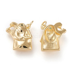 Brass Micro Pave Cubic Zirconia Pendants&nbsp;ZIRC-K086-15G