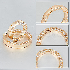 20Pcs 2 Styles Alloy Crystal Rhinestone Spring Gate Rings&nbsp;FIND-GO0001-82