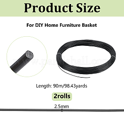90mの丸型プラスチックラタンコード  DIYホーム家具バスケット  ブラック  2.5mm  約98.43ヤード（90m）/ロール&nbsp;OCOR-WH0077-134B