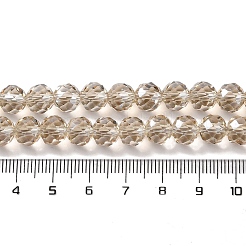 パール光沢メッキ電気メッキビーズ連売り  多面カット  ラウンド  パパイヤホイップ  8x7.5mm  穴：1.2mm  約67~68個/連  20.08~20.28''（51~51.5センチメートル）&nbsp;EGLA-H104-08A-PL03