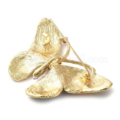 蝶のパヴェ カラフルなラインストーン ブローチ  女性用合金バッジ  ゴールドカラー  39x61.5x10mm&nbsp;JEWB-G034-05G