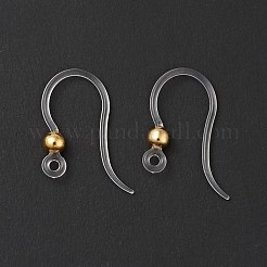 透明レジン ピアスフック  316ステンレススチールの丸型ビーズと水平ループ付き  ゴールドカラー  16x12x3mm  穴：1.2mm  21ゲージ  ピン：0.7mm&nbsp;RESI-G050-01G