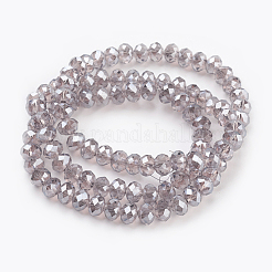電気メッキガラスビーズセット  パール光沢メッキ  多面カット  ロンデル  アザミ  6x4~5mm  穴：0.8~1mm  約85~88個/連  41~42cm&nbsp;GLAA-K027-PL-A01