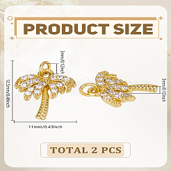 2Pcs Brass Micro Pave Grade AAA Cubic Zirconia Charms&nbsp;ZIRC-LP0001-34