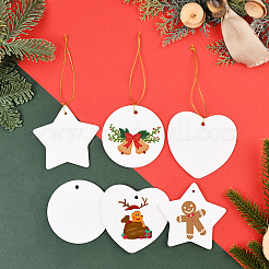 12Pcs 3 Styles Blank Porcelain Sheet Pendant Decorations&nbsp;AJEW-SP0004-05