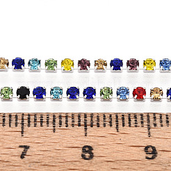 鉄ラインストーンカップチェーン  スプールで  銀  ミックスカラー  2~2.5x2x2mm  約10ヤード/ロール&nbsp;CH-N005-01