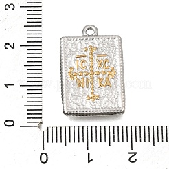 ツートンカラーの304ステンレススチールペンダント  長方形チャーム  ゴールデン·ステンレス鋼色  23x15x2.5mm  穴：1.6mm&nbsp;STAS-D391-05GP-02