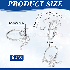 6Pcs Adjustable Brass Ring Components&nbsp;FIND-PH0038-31C