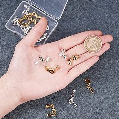 クリップエンド付きラックメッキ真鍮カニカン  ジュエリーには素敵な  ミックスカラー  33x5mm  10セット / カラー  20セット /箱&nbsp;KK-PH0035-34