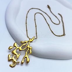 304 Stainless Steel Coral Shaped Pendant Necklaces for Women&nbsp;NJEW-L467-04G