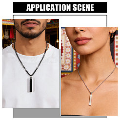 201 Stainless Steel/Brass Coated Iron Rectangle Pendant Necklace&nbsp;NJEW-CO0001-01