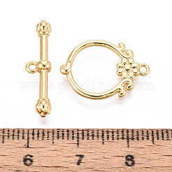 真鍮製マンテル  ニッケルフリー  花と環  18KGP本金メッキ  25mm  穴：1.2mm&nbsp;KK-T077-01G